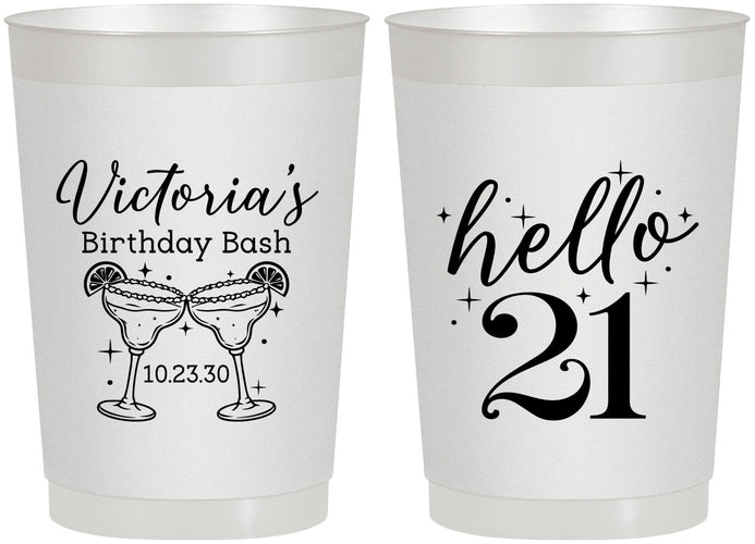 Personalized 21st Birthday 22 oz Frosted Cups - Hello Twenty One | 340011