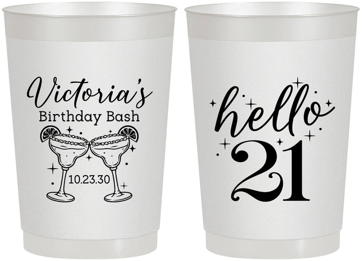 Personalized 21st Birthday 22 oz Frosted Cups - Hello Twenty One | 340011