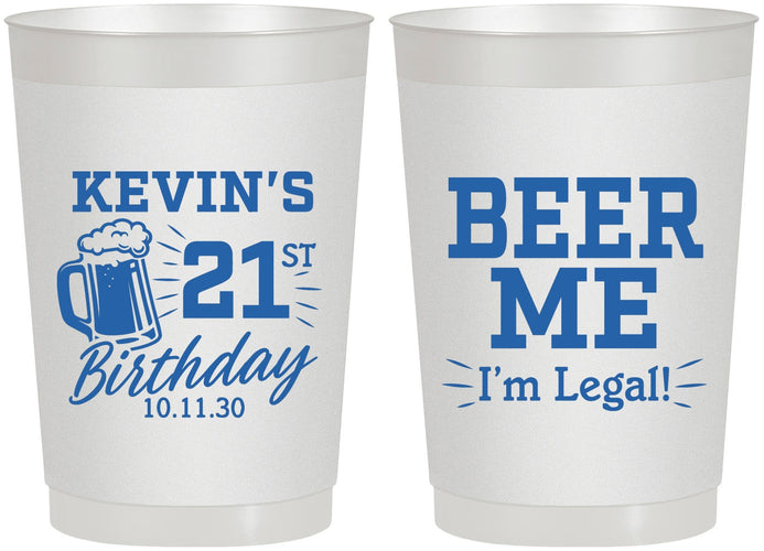 Personalized 21st Birthday 22 oz Frosted Cups - Beer Me I Am Legal | 340014