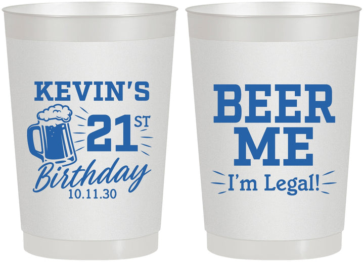 Personalized 21st Birthday 22 oz Frosted Cups - Beer Me I Am Legal | 340014