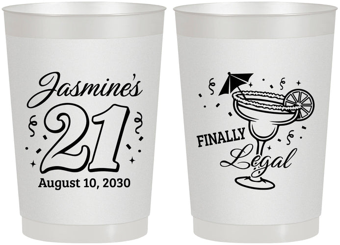 Personalized 21st Birthday 22 oz Frosted Cups - Finally Legal | 340018