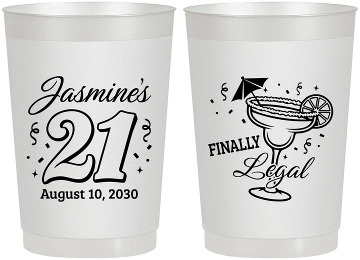 Personalized 21st Birthday 22 oz Frosted Cups - Finally Legal | 340018
