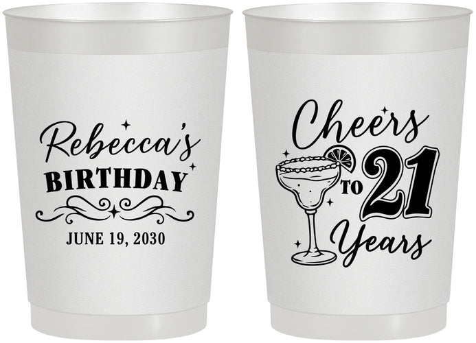 Personalized 21st Birthday 22 oz Frosted Cups - Cheers To Twenty One Years | 340019