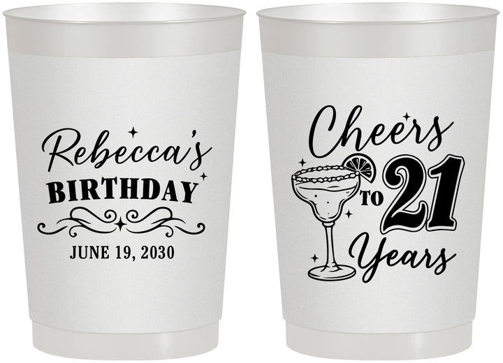 Personalized 21st Birthday 22 oz Frosted Cups - Cheers To Twenty One Years | 340019