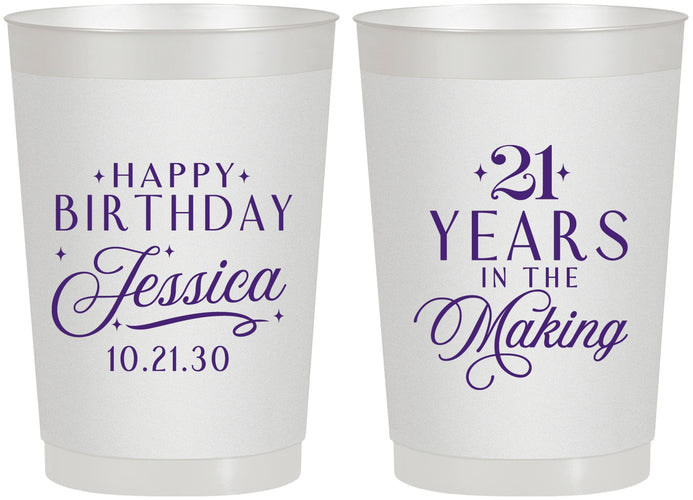Personalized 21st Birthday 22 oz Frosted Cups - Twenty One Years In The Making | 340023