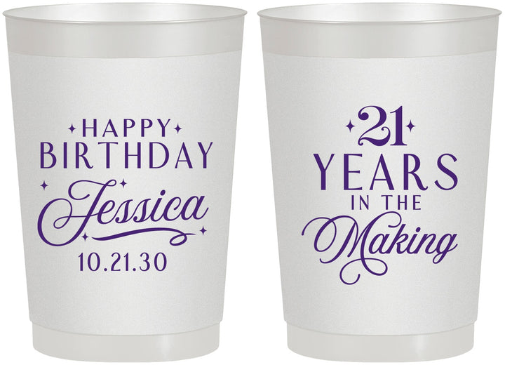 Personalized 21st Birthday 22 oz Frosted Cups - Twenty One Years In The Making | 340023