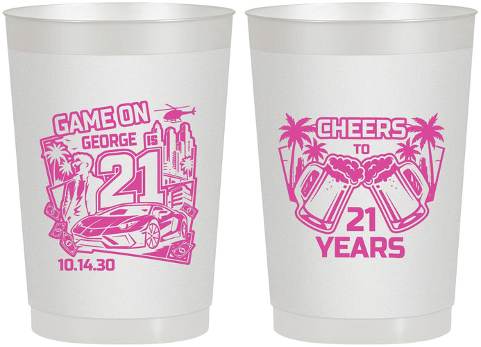 Personalized 21st Birthday 22 oz Frosted Cups - Video Game | 340024