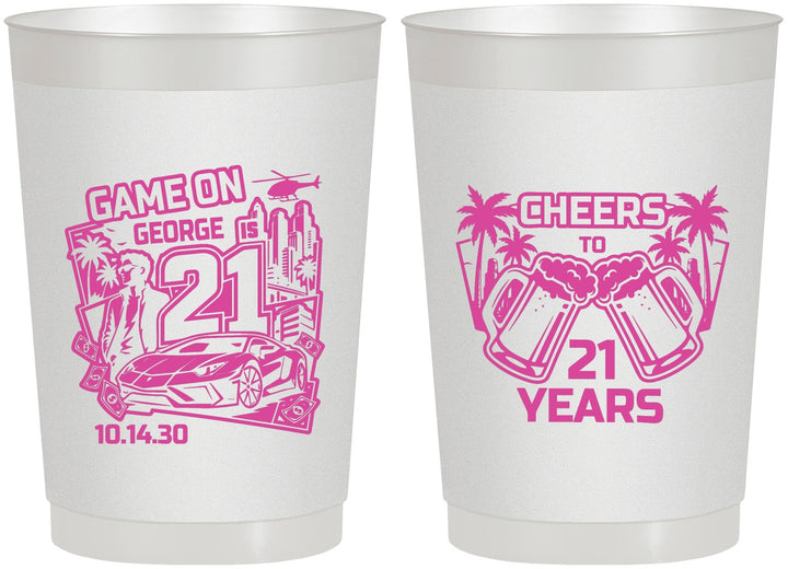 Personalized 21st Birthday 22 oz Frosted Cups - Video Game | 340024