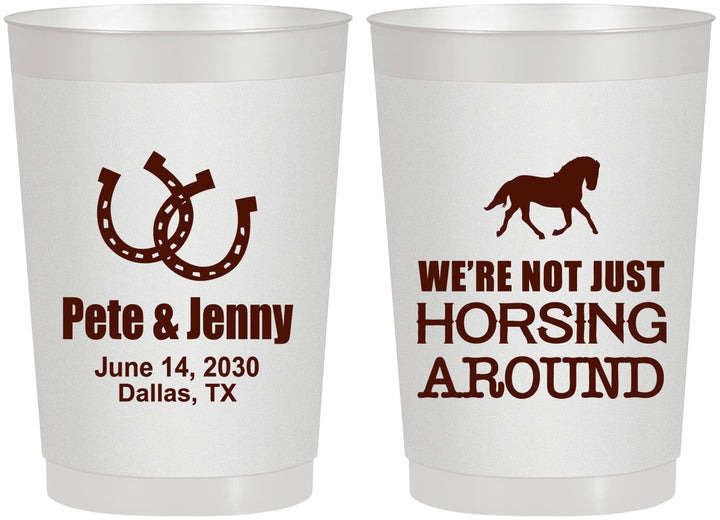 Personalized Wedding 22 oz Frosted Cups - Horseshoe | 341