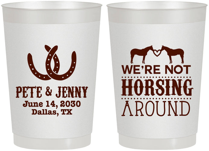 Personalized Wedding 22 oz Frosted Cups - Horseshoe | 342