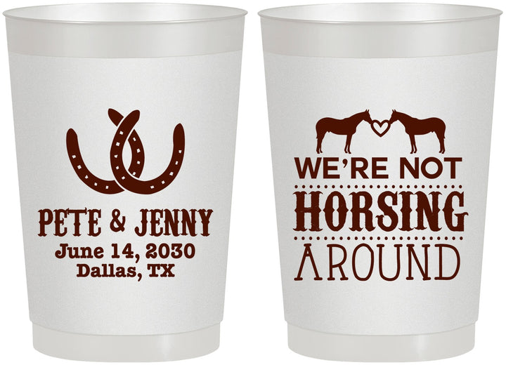 Personalized Wedding 22 oz Frosted Cups - Horseshoe | 342
