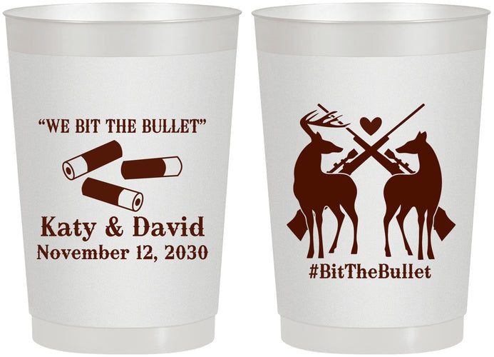 Personalized Wedding 22 oz Frosted Cups - We Bit The Bullet | 343