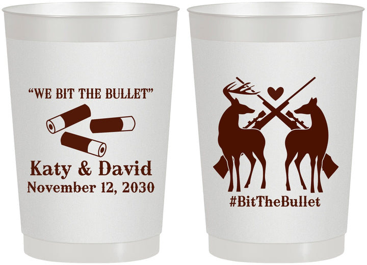 Personalized Wedding 22 oz Frosted Cups - We Bit The Bullet | 343