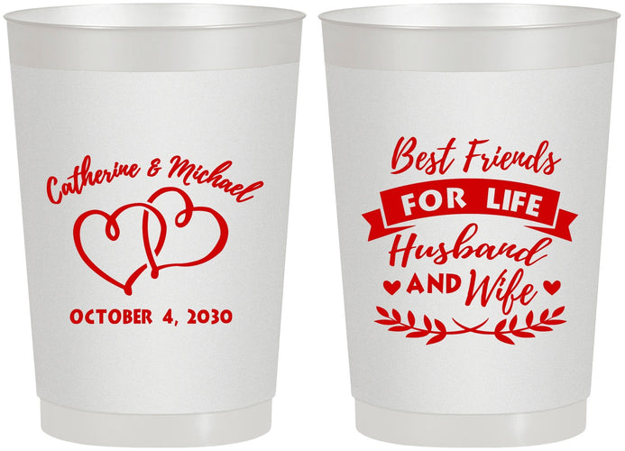 Personalized Wedding 22 oz Frosted Cups - Best Friends For Life | 349