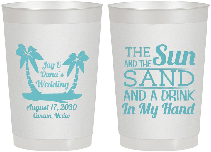 Personalized Wedding 22 oz Frosted Cups - Beach | 350
