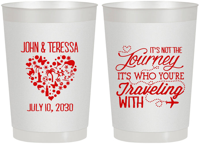 Personalized Wedding 22 oz Frosted Cups - Journey Traveling With | 354