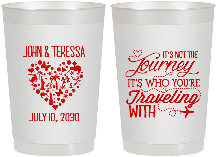 Personalized Wedding 22 oz Frosted Cups - Journey Traveling With | 354