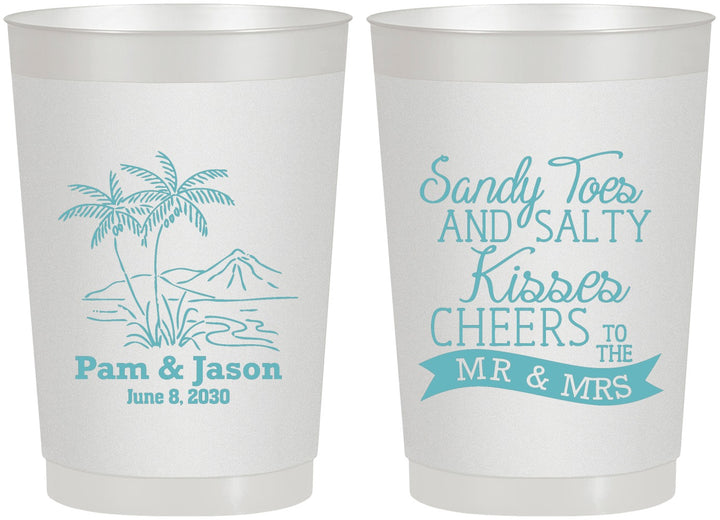 Personalized Wedding 22 oz Frosted Cups - Beach | 358