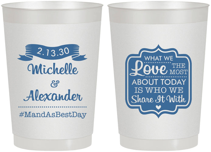 Personalized Wedding 22 oz Frosted Cups - Love Story | 359