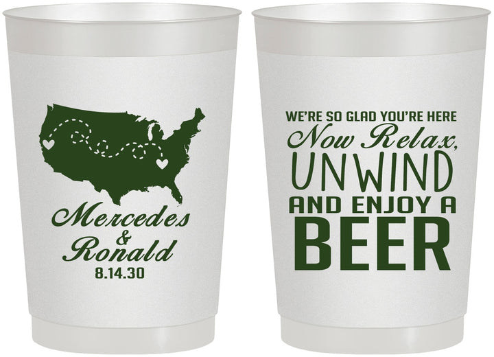 Personalized Wedding 22 oz Frosted Cups - Relax Unwind Enjoy Beer | 360