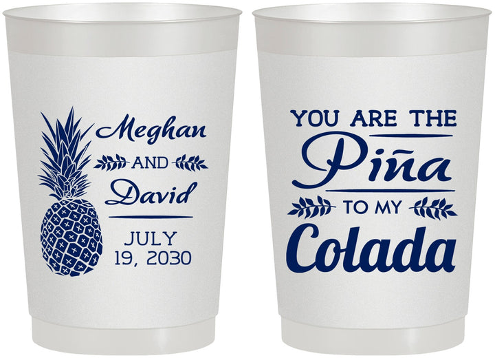 Personalized Wedding 22 oz Frosted Cups - Pina Colada | 364