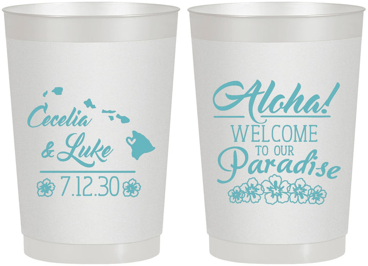 Personalized Wedding 22 oz Frosted Cups - Hawaii | 365
