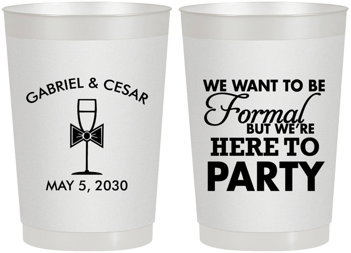Personalized Wedding 22 oz Frosted Cups - Formal Here To Party | 366