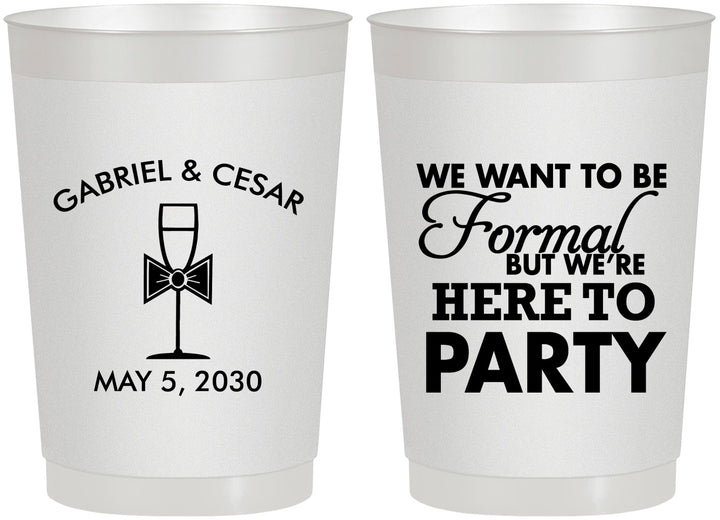 Personalized Wedding 22 oz Frosted Cups - Formal Here To Party | 366