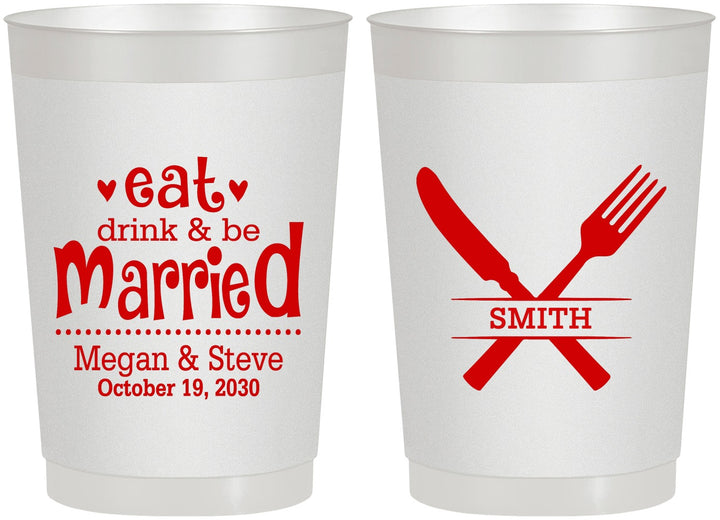 Personalized Wedding 22 oz Frosted Cups - Eat Drink Be Married | 368