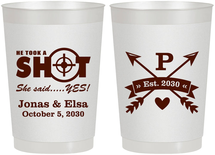 Personalized Wedding 22 oz Frosted Cups - Take A Shot She Said Yes | 370