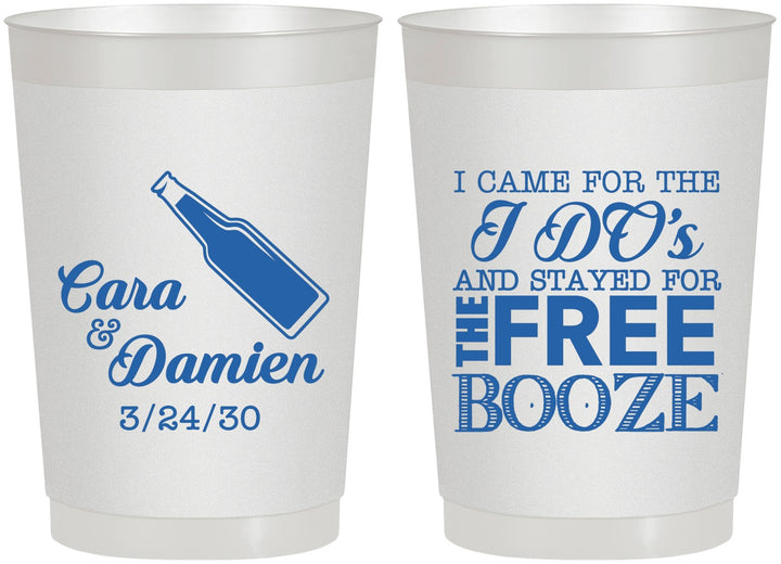 Personalized Wedding 22 oz Frosted Cups - I Do Free Booze | 371