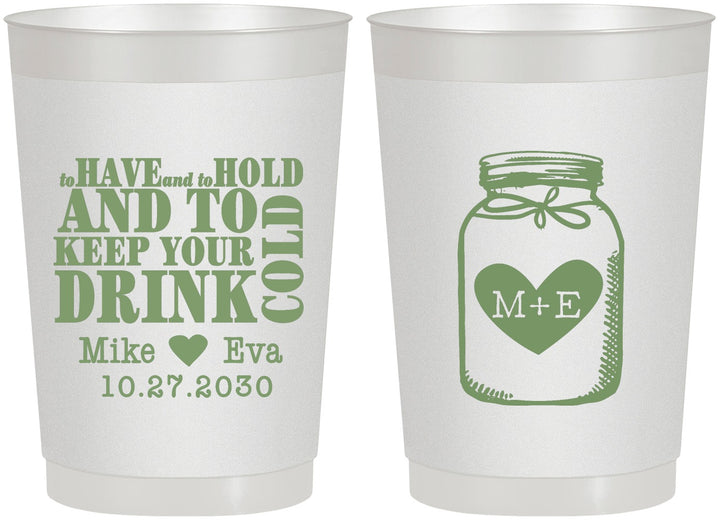 Personalized Wedding 22 oz Frosted Cups - Mason Jar | 373