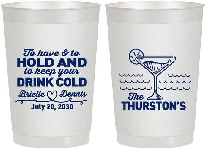 Personalized Wedding 22 oz Frosted Cups - To Have And To Hold | 375