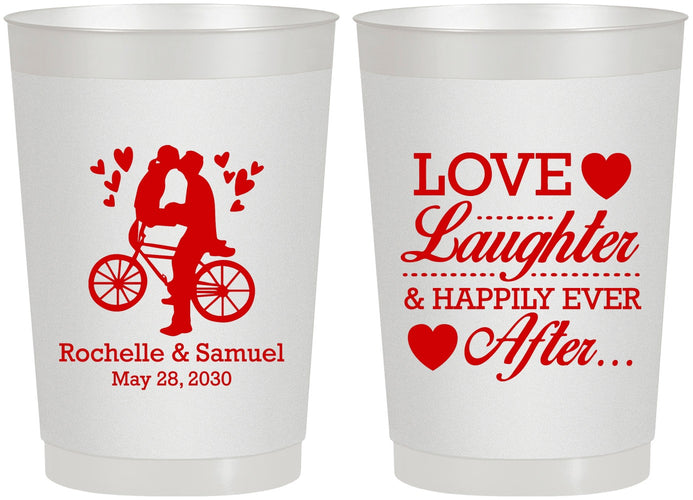 Personalized Wedding 22 oz Frosted Cups - Love Laughter Happily | 376
