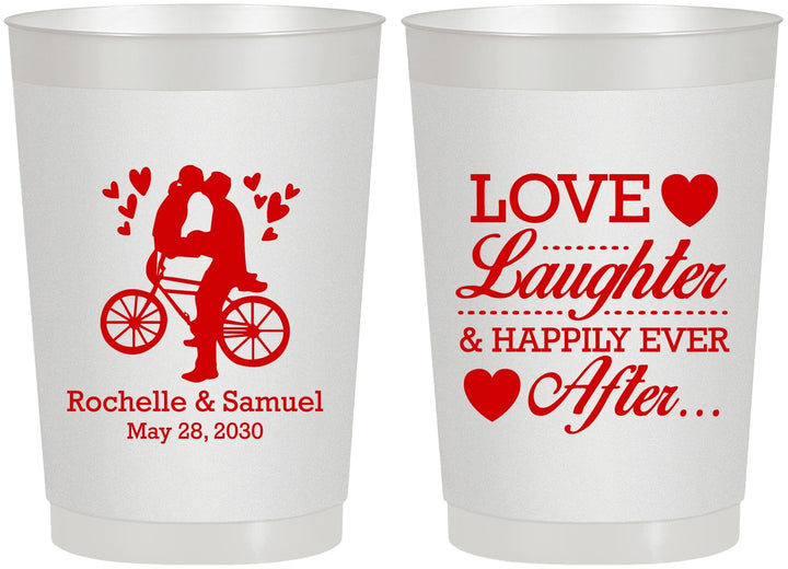 Personalized Wedding 22 oz Frosted Cups - Love Laughter Happily | 376