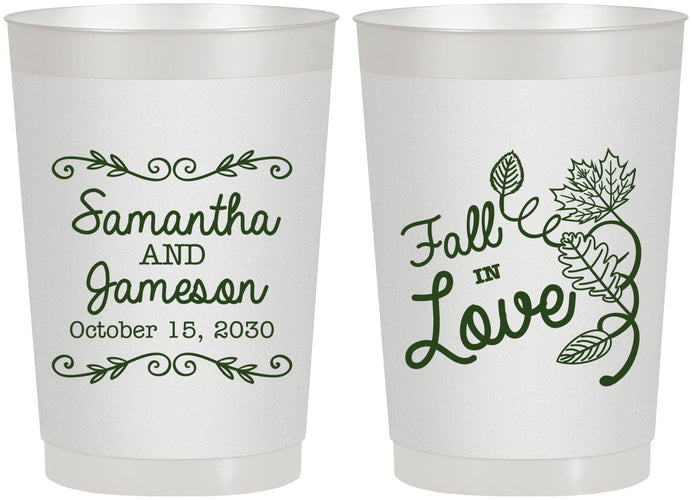 Personalized Wedding 22 oz Frosted Cups - Fall In Love | 377