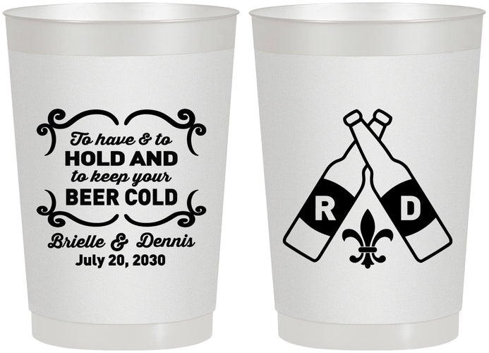 Personalized Wedding 22 oz Frosted Cups - Fleur De Lis | 378