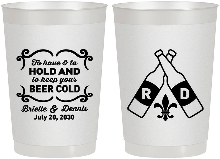 Personalized Wedding 22 oz Frosted Cups - Fleur De Lis | 378
