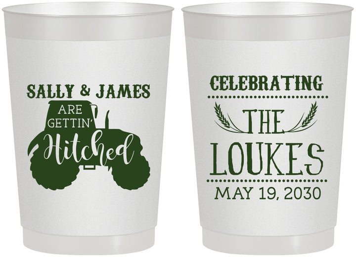 Personalized Wedding 22 oz Frosted Cups - Tractor | 381