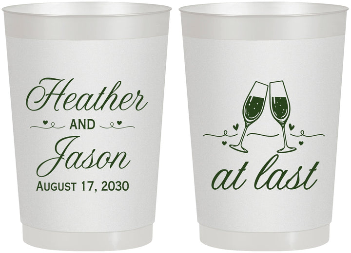 Personalized Wedding 22 oz Frosted Cups - At Last | 382