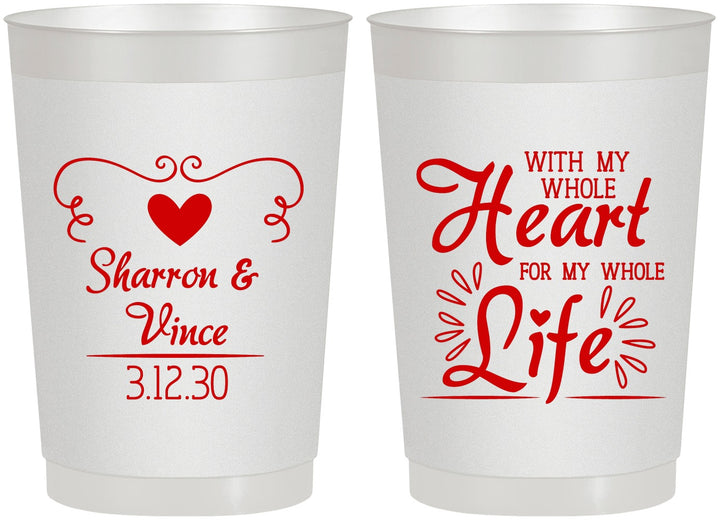 Personalized Wedding 22 oz Frosted Cups - Heart Life | 387