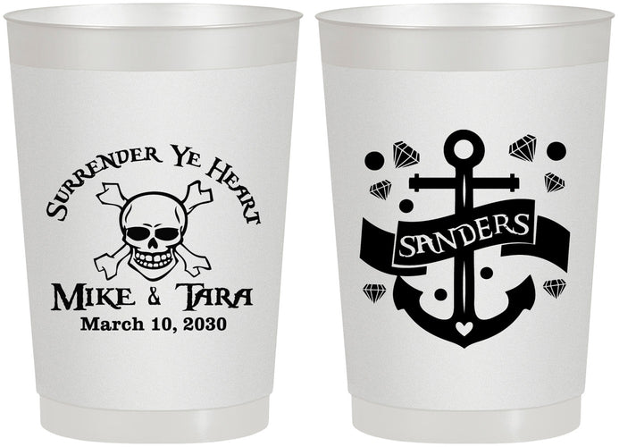 Personalized Wedding 22 oz Frosted Cups - Anchor Nautical | 391