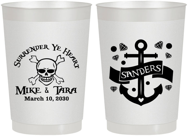 Personalized Wedding 22 oz Frosted Cups - Anchor Nautical | 391