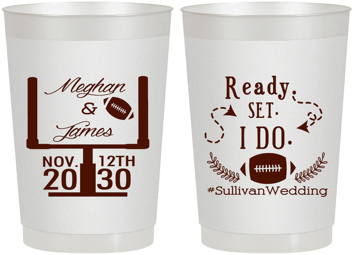Personalized Wedding 22 oz Frosted Cups - Football | 394