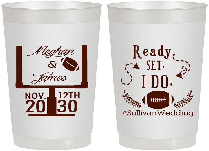 Personalized Wedding 22 oz Frosted Cups - Football | 394