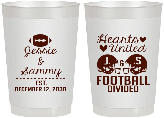 Personalized Wedding 22 oz Frosted Cups - Hearts United Football | 395