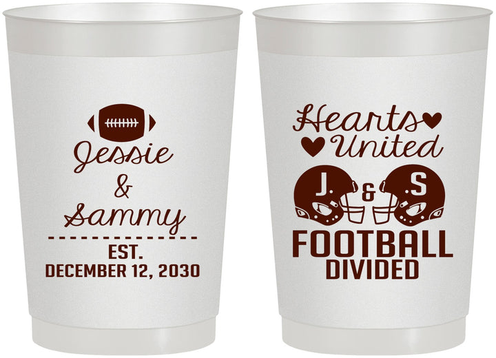 Personalized Wedding 22 oz Frosted Cups - Hearts United Football | 395