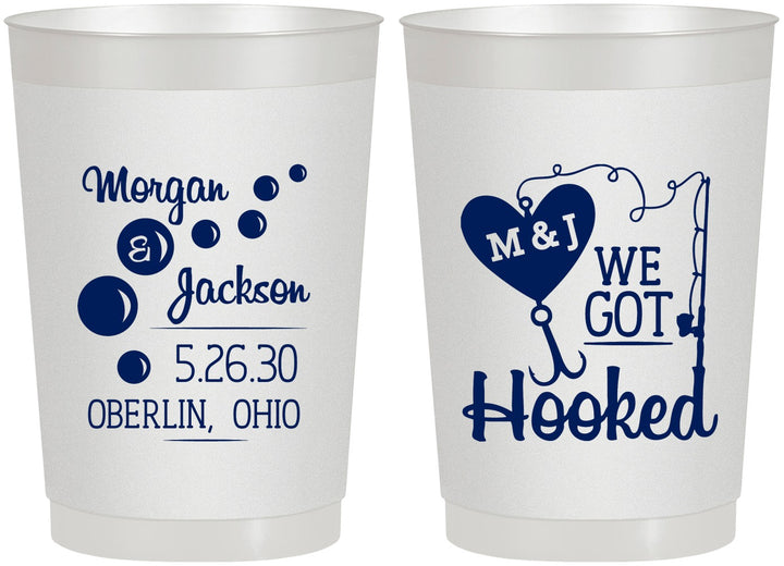 Personalized Wedding 22 oz Frosted Cups - We Got Hooked Fish | 396