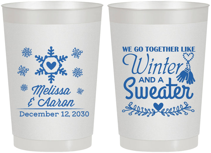 Personalized Wedding 22 oz Frosted Cups - Christmas Winter | 399