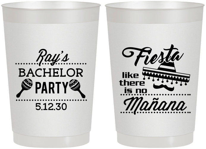 Personalized Bachelor Party 22 oz Frosted Cups - Fiesta No Manana | 40002